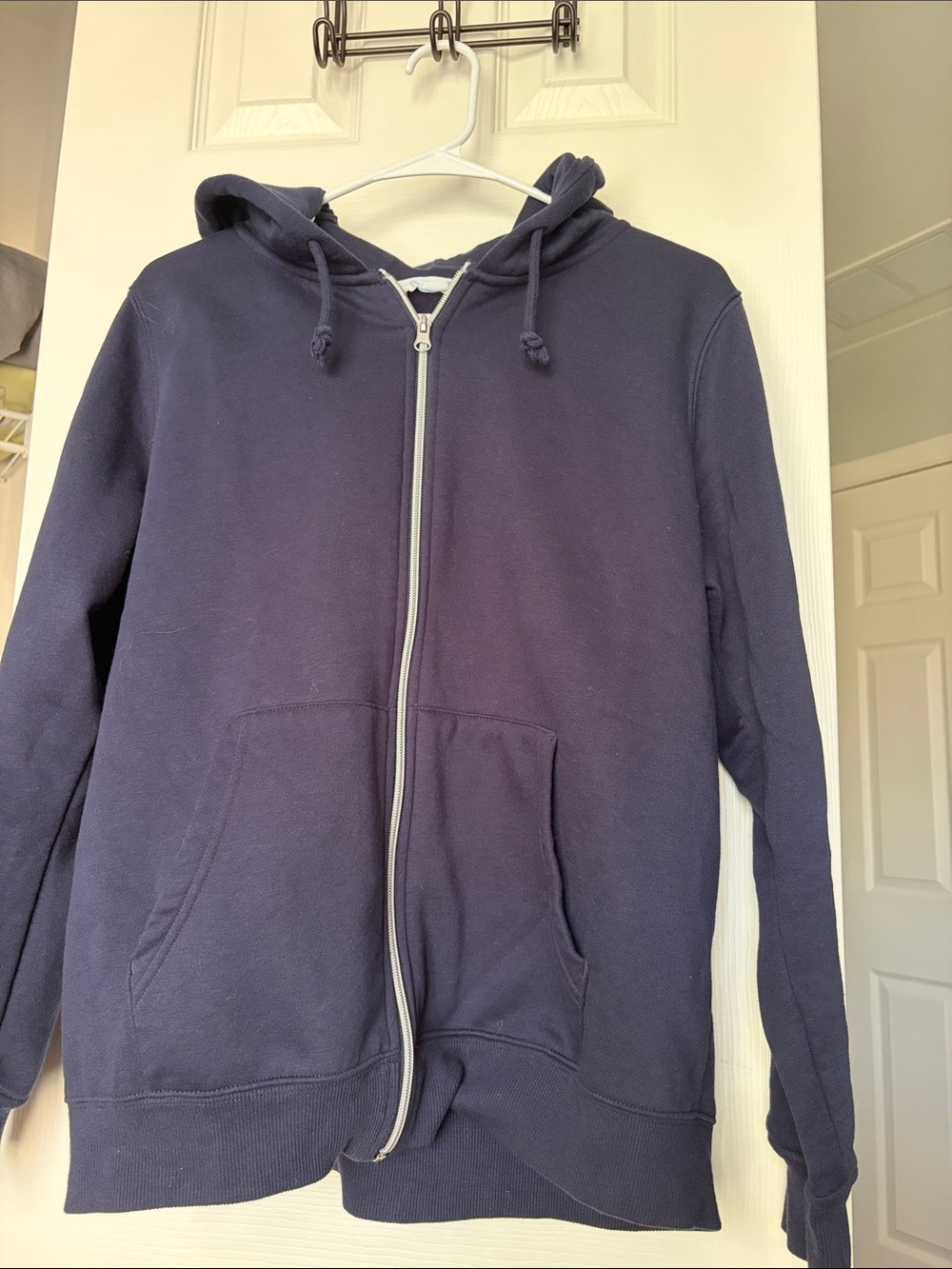 Primark Navy Zip Hoodie with Silver Zipper
